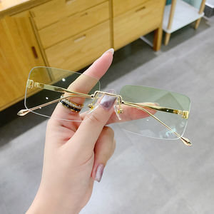 Lunettes de soleil rectangulaires pour femmes <span class=keywords><strong>2022</strong></span>, lunettes de soleil carrées de créateur sans monture avec logo personnalisé, lunettes de soleil pour femmes - Product Image 2