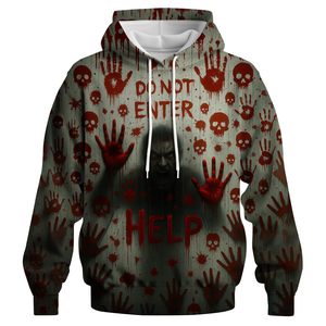 Felpa con cappuccio di Halloween con disegni terrificanti e sanguinosi per uomini e donne - Product Image 1