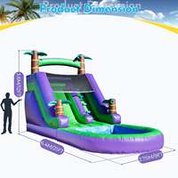 Toboggan aquatique gonflable commercial en PVC pour adultes et enfants, avec piscine à jets d'eau et souffleur, idéal pour les jeux d'été en extérieur dans la cour.