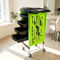 Chariot de Salon Commercial Moderne en Acier Inoxydable avec 4 Roues, Chariot de Rangement Polyvalent pour Salons de Coiffure et Barbiers