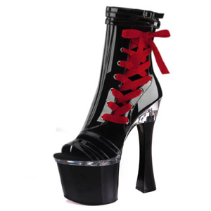 18cmゴシックポールダンサー ナイトクラブ クラブステージ ウォーキングストリッパー ヒール レザーブーツ セクシー クイーン 女装家 プラットフォーム フェティッシュシューズ - Product Image 1