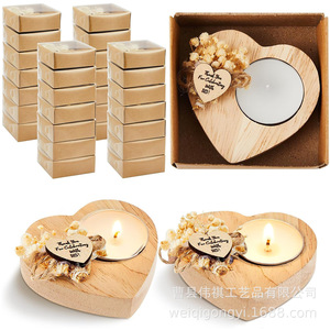 Heart Shaped Wooden Candle Holder <b>Mini</b> Tea Light Stand 2.8 Inch Wedding Decoration Craft Gift Box Packaging - Product Image 5