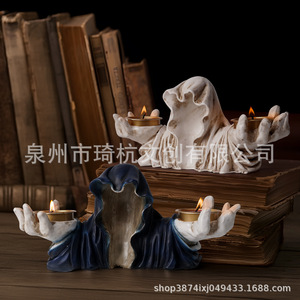 Ghost Shape Resin <b>Candlestick</b> Halloween Decoration Indoor Handmade Craft Gift - Product Image 3