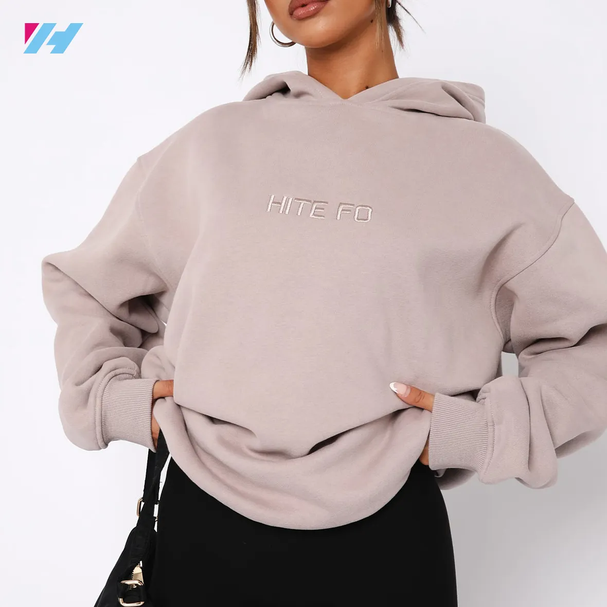 Fabrication sur mesure pull-over lourd sans ficelle Streetwear sweat-shirt à capuche ample et épais surdimensionné pour les femmes