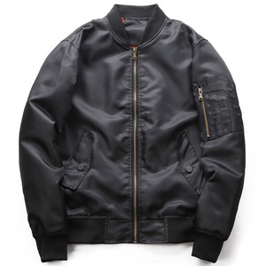 Chaqueta Bomber de Hombre al por Mayor, Casual, Minimalista, con Estampado, Cuello Alto, Transpirable, con Cremallera, de Tela Fina de Lana, Ajuste Holgado, para Otoño, OEM - Product Image 2