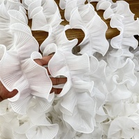 Dentelle plissée en mousseline de soie décorative, garniture élastique à volants