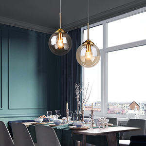Lustre moderne minimaliste en verre avec commande tactile, rond, E26 LED, multi-têtes, pour restaurant, café, bar, hôtel, chambre à coucher - Product Image 2