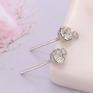 Pendientes de Plata de Ley S925 con Incrustaciones de Circonitas Blancas en Color Oro K, Joyería Unisex - Product Image 3
