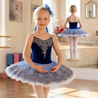 Tutu de ballet professionnel T1557 OEM ODM pour enfants, bleu, avec broderie décorative, pour compétition et spectacle de ballet
