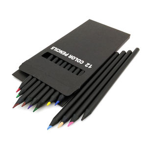 Ensemble de crayons de couleur en bois noir de haute qualité, 12 à 24 couleurs, dans un tube en papier, boîte en papier - Product Image 4