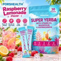 Poudre d'électrolytes sans sucre de marque privée, Latte Yerba Mate avec probiotiques, magnésium, caféine naturelle, poudre de thé instantané