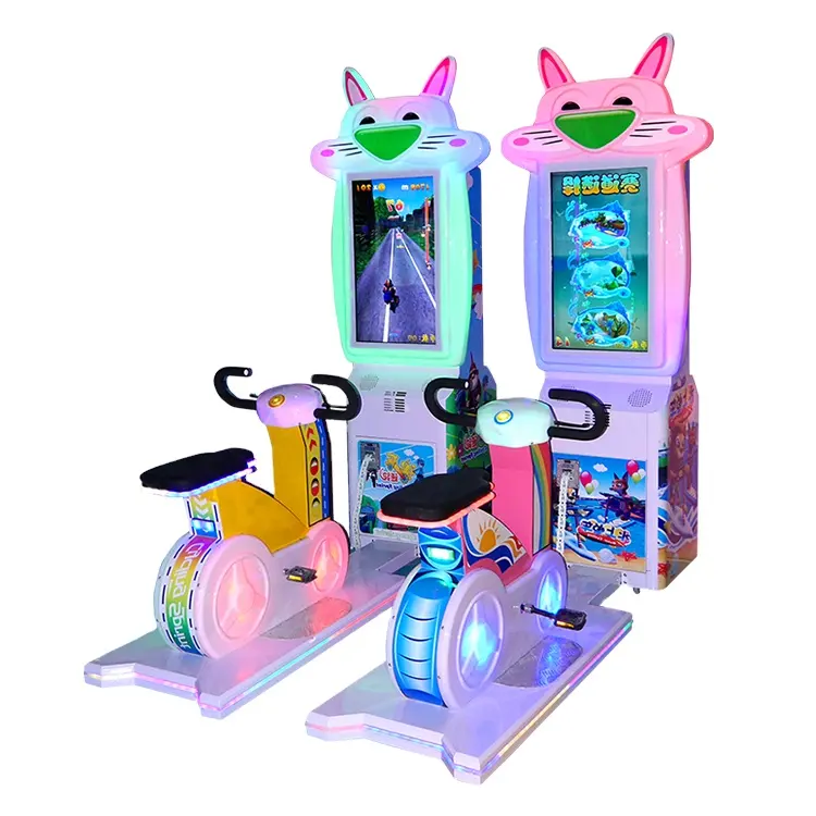 Coin Operated Amusement Kiddie Ride Bike Riding Arcade Video Game Machine for Child Professional Car Racing Game 12 Months 80W