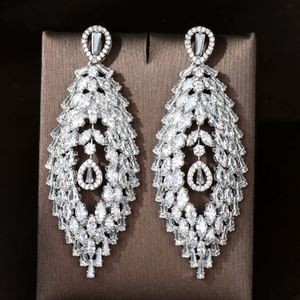 HIBRIDE À La Mode Clair Grand Blanc Goutte D'eau Cubique Zircone Femmes Longues Boucles D'oreilles Brésil Style Partie Brincos Bijoux Cadeau E-1045 - Product Image 1