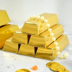 Boîte cadeau en papier de taille personnalisée, imitation or brillant, pour mariage, bonbons, chocolat, boîte à trésor en forme de brique dorée pour <span class=keywords><strong>casino</strong></span>, fête d'anniversaire - Product Image 5