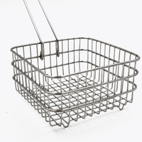 Mini panier carré chromé pour frites, présentoir alimentaire en filet avec poignée pour service de table, filtration des résidus d'huile