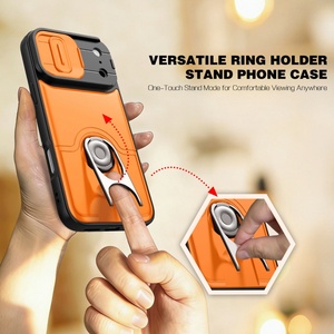 เคสโทรศัพท์แบบด้านคุณภาพสูงสำหรับ iPhone 17 11 12 13 Pro Max 14 15 16 Plus Air พร้อมขาตั้งหมุนได้และฝาปิดป้องกันกล้องแบบเลื่อน - Product Image 5