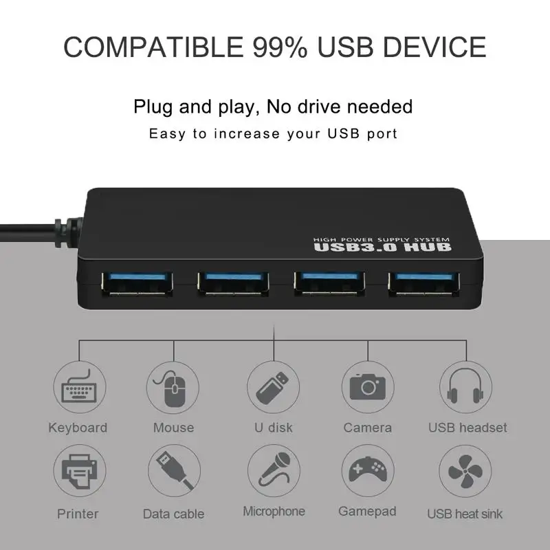 נייד 4 ב-1 מהירות גבוהה Usb 3.0 Por מרחיב רכזת 4 Usb רב יציאות מתאם מפצל Usb חכם רכזת עבור מחשב נייד אביזרי מחשב נייד