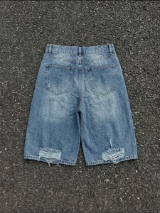 Pantalones Cortos Bermuda de Mezclilla Desgastada para Hombre, Cintura Media, Algodón Lavado, Estilo Casual, Cierre de Botones - Product Image 2
