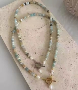 สร้อยคอจี้ชายหาดสร้อยคอจี้ไข่มุกโบฮีเมียนสร้อยคอหินธรรมชาติสำหรับเด็กผู้หญิง - Product Image 4