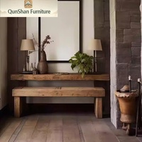 Console d'entrée personnalisable en bois massif, style rétro silencieux, avec cloison murale en rondins, pour maison et gîte, meuble long