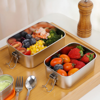Boîte de conservation alimentaire hermétique en acier inoxydable 18/8 avec clip de verrouillage, boîte à lunch anti-fuite, boîte bento en acier inoxydable