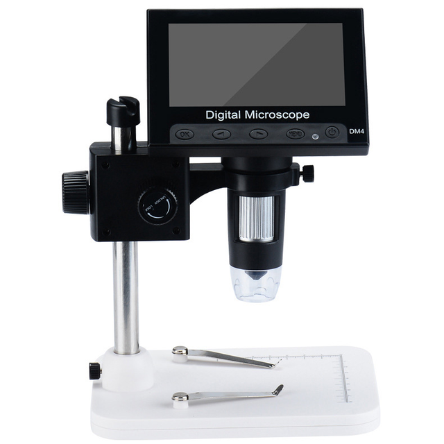 Digital Microscope Magnifier 1000X 4.3 LCD Display with Holder Base for Cellphone Dm4 Portable Electric Digital Microscope