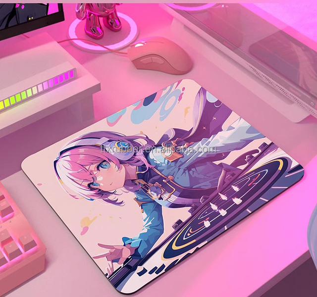 Customizable Square Pattern Heated Gaming Mouse Mat Soft and Printed Glass Computer Accessory Cartoon Glass Mouse Pad