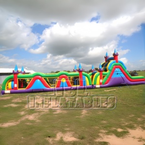 Parcours d'obstacles gonflable commercial en PVC de 70 pieds pour enfants, château gonflable pour activités extérieures, églises, écoles, carnavals - Product Image 4