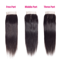 Closure en dentelle de cheveux vietnamiens, avec séparations libre, moyenne ou en trois parties, 12-22 pouces, closure en dentelle 4*4