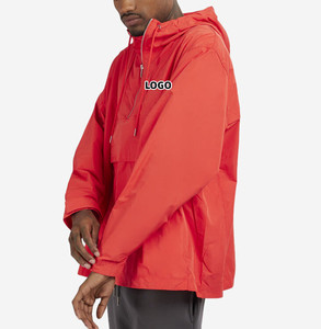OEM kualitas tinggi Logo kustom luar ruangan tren baru tahan air kain nilon daur ulang uniseks kemasan Zip up Hoodie Windbreaker - Product Image 4