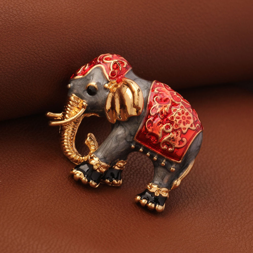 BONSNY Spilla Elefante Con Cristalli E Smalto – Gioiello In Lega Per Donna, Regalo In Sacchetto Di Velluto - 2