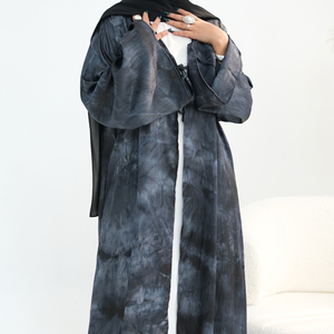 Loriya Manufacture 2026 Dernières robes islamiques pour femmes, robes imprimées à ouverture frontale avec nœud papillon, Abaya Dubaï, Eid Ramadan - Product Image 4