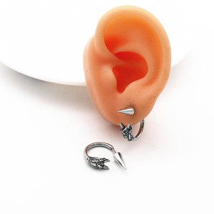 yunnique Pendientes de aro con cabeza de dragón de acero de titanio para fiesta unisex - Product Image 4