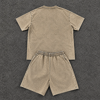 Ensemble 2 pièces homme : Short et T-shirt oversize personnalisable avec logo, délavage acide, 300 g/m², vierge, vente en gros, fabrication