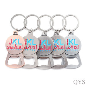 QYS Metal Bottle Opener Keychain Zinc Alloy Embossed Logo Fashion Promotional <b>Gift</b> Silver Black - Product Image 3