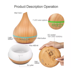 2025 difusor de aroma de aceite esencial ultrasónico 400ml difusor de Aroma de Control remoto eléctrico de grano de madera con CE RoHS - Product Image 3