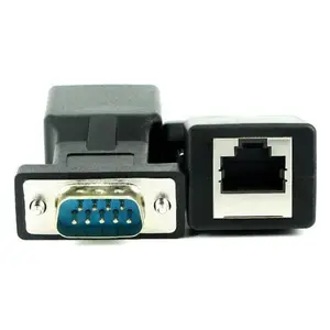 Pemasok Db9 ke rj45 adaptor laki-laki perempuan konverter port seri port jaringan 9 pin ke adaptor port seri