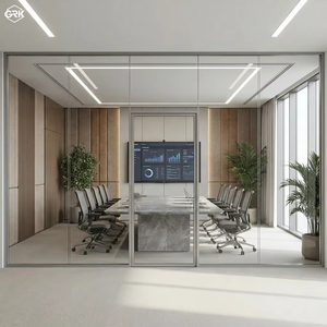 Cloison de bureau moderne à double vitrage avec cadre dissimulé de 90 mm, structure en aluminium et isolation acoustique pour usage professionnel - Product Image 1