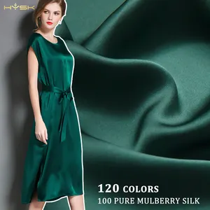 Non-toxic lime dark green emerald 100% silk crepe de chine real Plain roll Dyed charmeuse moroccan 100pure satin Silk Fabric