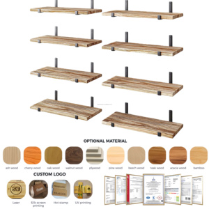 Étagère <span class=keywords><strong>murale</strong></span> flottante 8 niveaux robuste <span class=keywords><strong>et</strong></span> moderne, résistante à l'eau, avec support métallique en J <span class=keywords><strong>et</strong></span> cadre en <span class=keywords><strong>bois</strong></span> - Product Image 2