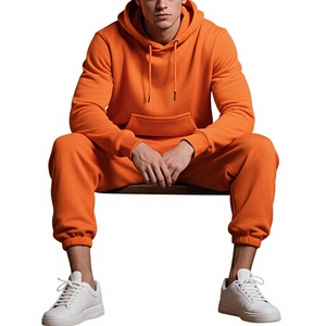 Chándal Deportivo de Invierno para Hombre, Color Naranja, con Capucha, Manga Larga, Color Sólido, 100% Algodón, Transpirable, Informal, con Logotipo Estampado en la Parte Delantera - Product Image 4
