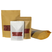 Pochettes debout en papier kraft brun zippé et blanc avec fermeture éclair pour emballage alimentaire sacs à fermeture éclair avec fenêtre