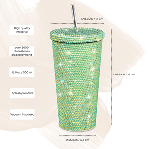 Bouteille d'eau isotherme double paroi brillante effet diamant de Noël, 500 ml, vente en gros - Product Image 4