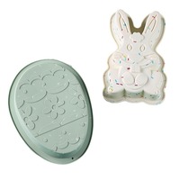 Moule en silicone pour œuf de dinosaure de Pâques-Moule à thème lapin pour gâteaux et desserts créatifs, outil de cuisson bricolage résistant à la chaleur