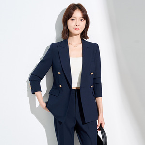 Women's Suit Set Double Breasted Long Sleeve Polyester Anti Wrinkle Office Lady Autumn Wear - Product Image 2
