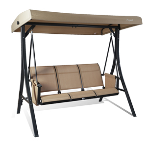 Industrieller Metall-Gartenschaukelstuhl in Beige, Hochwertige Outdoor-Hängemöbel für Park und Hotel, Modernes Design - Product Image 4
