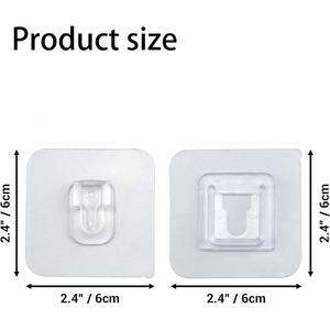 Multifunction Transparent Plastic PVC Sticky Single-Tier Hanging Hook Waterproof Removable Adhesive <b>Kitchen</b> Wall Hooks for <b>Tool</b> - Product Image 2