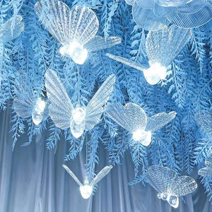 Lustre papillon de mariage, lumières LED suspendues au plafond, acrylique transparent, moderne, 20x15cm, luxe - Product Image 3