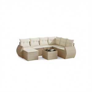 Ensemble de canapés de jardin en rotin beige 6 places, mobilier d'extérieur résistant aux intempéries, design contemporain - Product Image 1
