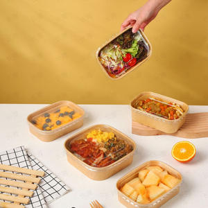 Tazón Rectangular Desechable de Papel Kraft Marrón de Grado Alimenticio de 500 ml, 650 ml, 750 ml, 1000 ml con Tapa de PP para Sushi y Sándwiches - Product Image 6
